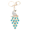 Fashional Jewelry Hollow Shinning Rhinestone Aureate Peafowl Pendant Key Ring Key Chain