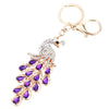 Fashional Jewelry Hollow Shinning Rhinestone Aureate Peafowl Pendant Key Ring Key Chain