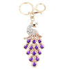 Fashional Jewelry Hollow Shinning Rhinestone Aureate Peafowl Pendant Key Ring Key Chain