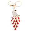 Fashional Jewelry Hollow Shinning Rhinestone Aureate Peafowl Pendant Key Ring Key Chain