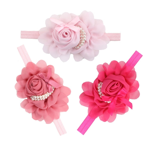 13 Pcs Lovely Baby Girls Rose Flower Headband with Double Layers of Beads Photography Hairband Headwear Accessories for Infants
