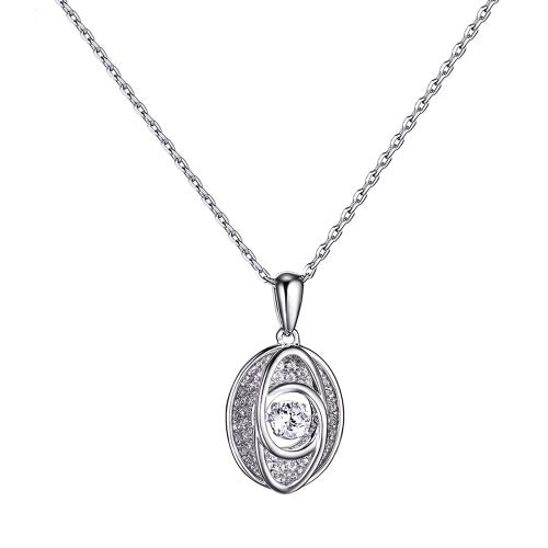 JURE Fashionable S925 Sterling Silver Pendant Rotatable Zirconia Sparkle Pendant Necklace 18 Inch