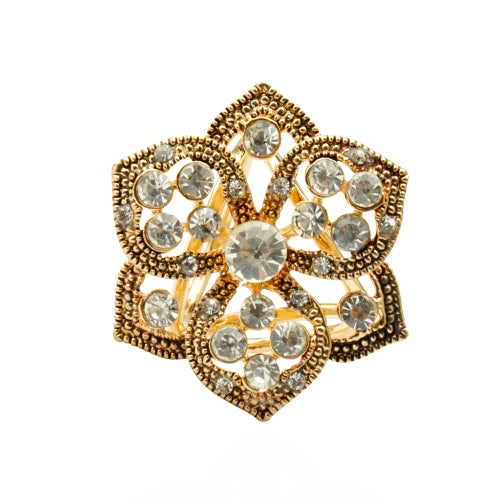 Fashion Zinc Metallic Rhinestone Crystal Scarf Shawl Buckle Brooch Pin Clip Ring for Women Gift