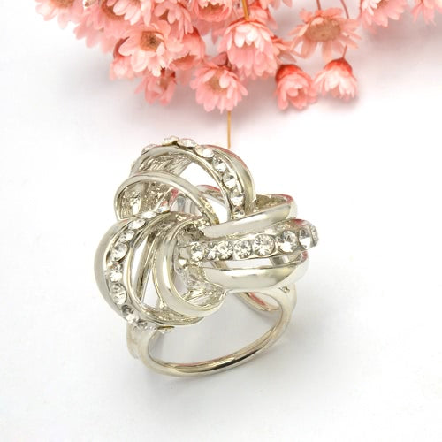 Fashion Zinc Metallic Rhinestone Crystal Scarf Shawl Buckle Brooch Pin Clip Ring for Women Gift