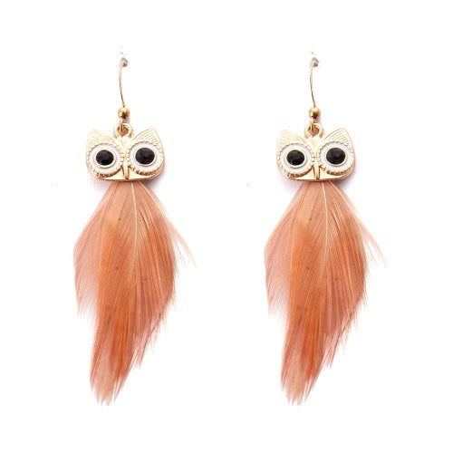 Fashion Hot New High Quality Vintage Earring with Animal Feather Pendant Ear Drop Owl Dangle Jewelry for Women Gift