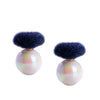 Fashion Charm Double Sided Heart Shaped Fur Glass Ball Zinc Alloy Ear Stud Jewelry for Women Girl Gift