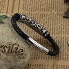 New Unique Men Male Genuine Leather Woven Bracelet Stainless Steel Charm Rope Bangle Wristband Fashion Jewelry for Party Gift