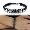 New Unique Men Male Genuine Leather Woven Bracelet Stainless Steel Charm Rope Bangle Wristband Fashion Jewelry for Party Gift