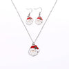 Fashion Charming Christmas Metal Zinc Alloy Necklace Earrings Enamel Jewelry Set for Woman Girls Party Holiday