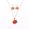 Fashion Charming Christmas Metal Zinc Alloy Necklace Earrings Enamel Jewelry Set for Woman Girls Party Holiday