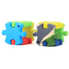 100% Food Grade Silicone Hand Held Irregular Jigsaw Puzzle Autism Awareness Teether Teething Pendant for Necklace Chew Baby Toddler Nursing Jewelry Toy Mom to Wear BPA Free DIY