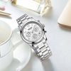 MEGIR Fashion Luxury Stainless Steel Women Watches 3ATM Water-resistant Quartz Luminous Woman Wristwatch Chronograph Calendar