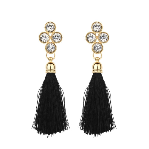 Women Fashion Rhinestones Wool Rope Tassels Earring Gorgeous Jewelry Retro Drop Earring