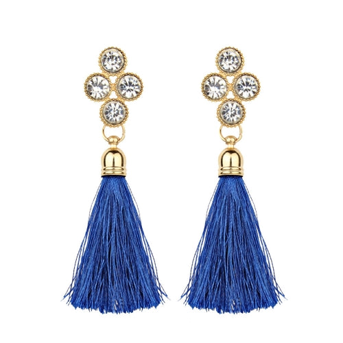 Women Fashion Rhinestones Wool Rope Tassels Earring Gorgeous Jewelry Retro Drop Earring