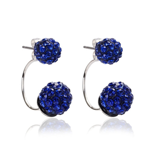 Fashion Crystal Diamond Ball Ear Studs Ear Accessories with Double Balls Earrings for Women and Girls