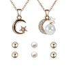 Fashion Jewelry Set Pendant Necklace Simple Pearl Ear Studs for Women Jewelry Accessory