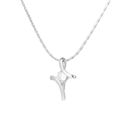 Fashion Alloy Clavicle Chain Twisted Cross Diamond Pendant Necklace for Women Jewelry