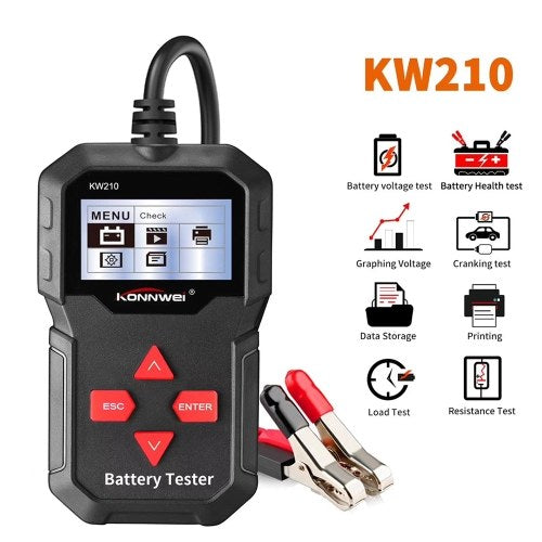 KONNWEI KW210 12V Automotive Car Battery Tester Digital Multi Language Analyzer Tester Tool