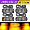 4pcs 12 strobe LED Amber Hazard Beacon الطوارئ الوميض