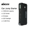 KKmoon 12000mAh Portable Car Jump Starter Power Bank with LCD Screen & Compass and LED Flashlight 3 USB Port Charging for IOS Android Smartphone Tablet Laptop