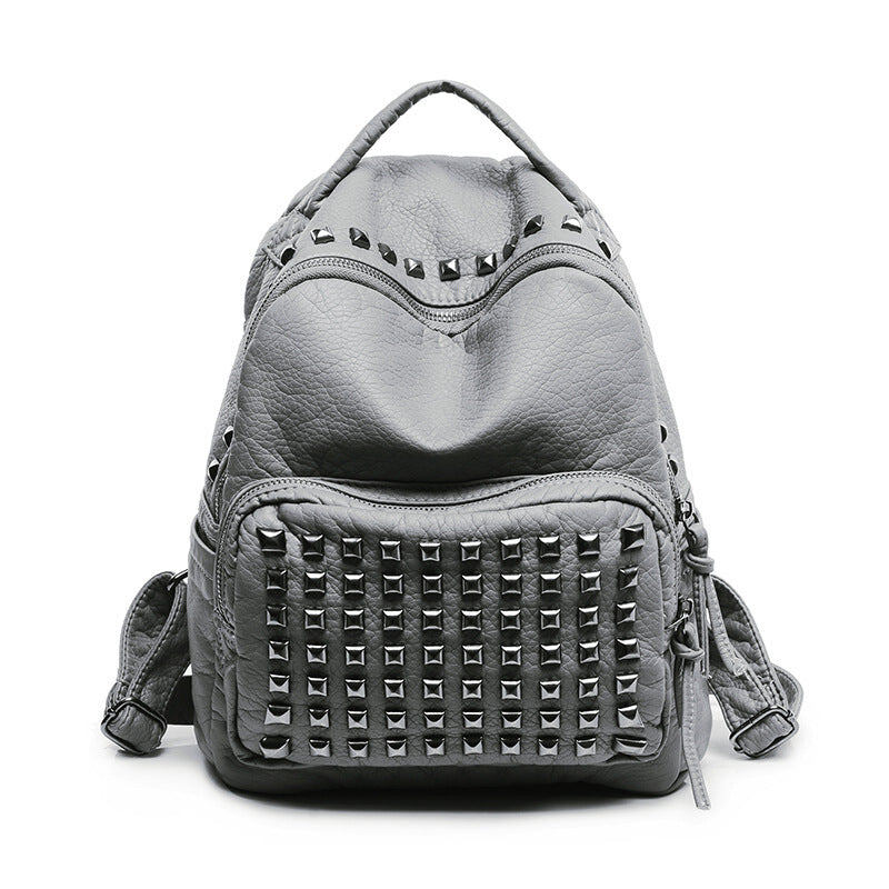 Korean Leather School Bags for Girls - Grey