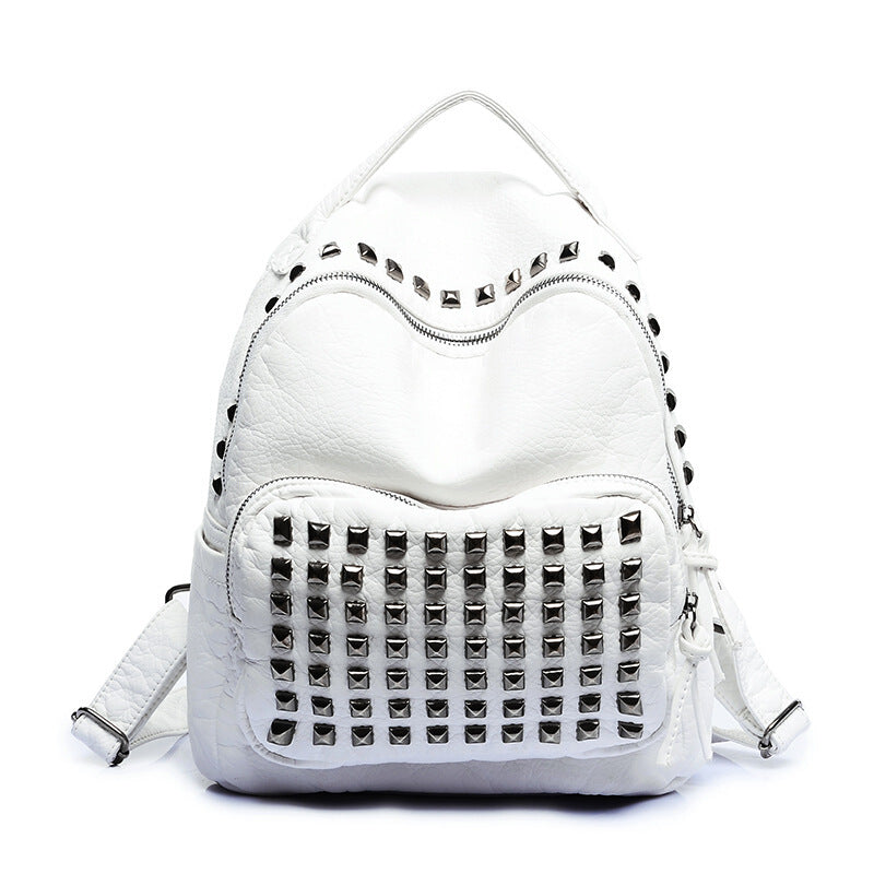 Korean Leather School Bags for Girls - White