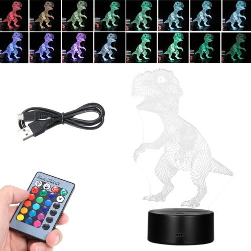 3D Led Night Light Illusion Lamp Dinosaur Pattern Color Changing Lights Bedside Table Desk Lamp with Touching & Remote Control for Kids Gifts Home Decoration
