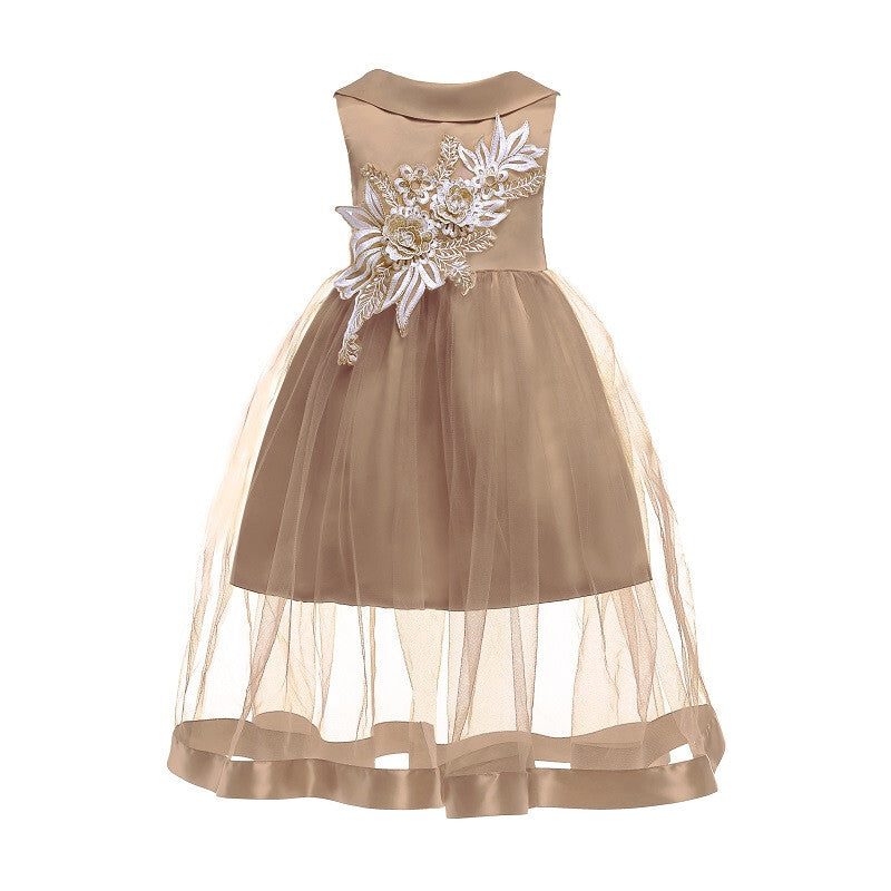 Lace Embroideried Formal Dress - Champagne