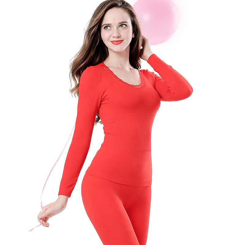 Langsha Women Seamless Thermal Underwear - Red