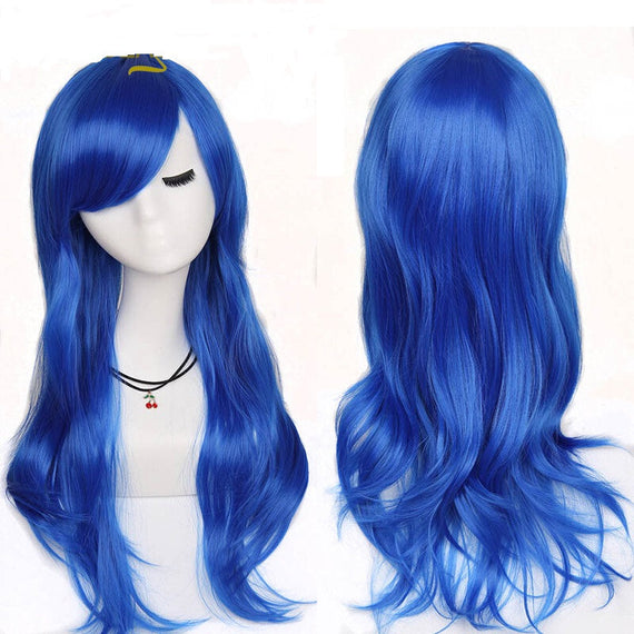 Long Wavy Synthetic Cosplay Hair Wigs - Blue