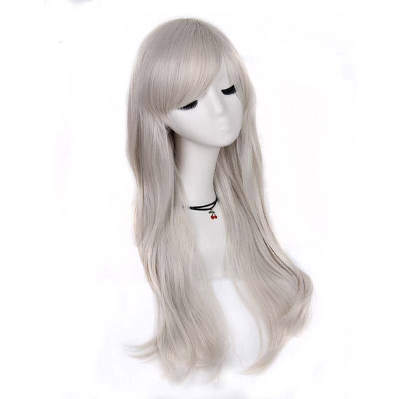 Long Wavy Synthetic Cosplay Hair Wigs - Grey