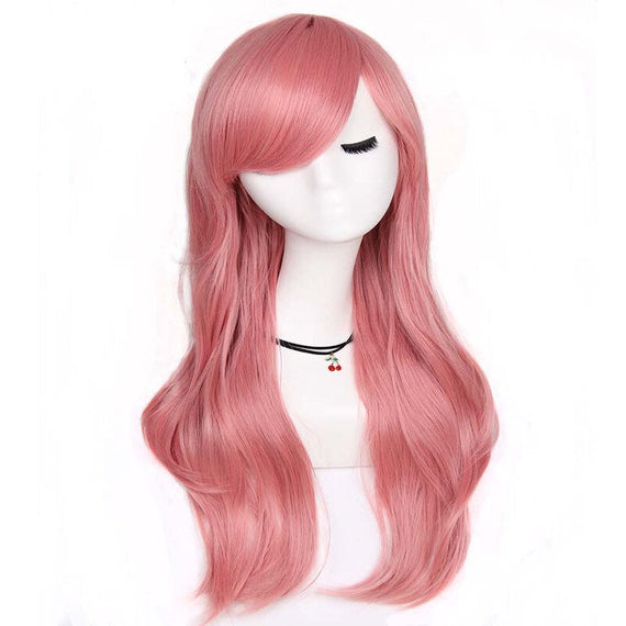 Long Wavy Synthetic Cosplay Hair Wigs - Pink