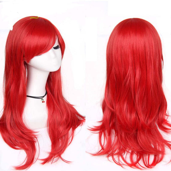 Long Wavy Synthetic Cosplay Hair Wigs - Red