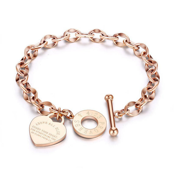 Love Bible Lettering Fashion Bracelet - Rosegold