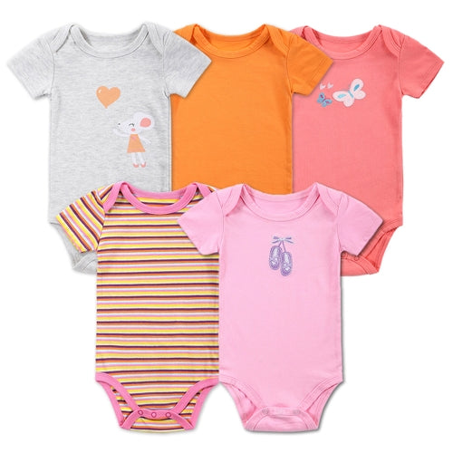 5pcs Baby Rompers Set Bodysuit 100% Cotton Short Sleeve Baby Clothing For Newborn Baby Infant Girl 0-3Months