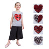 Girls T shirts Cute Heart-Shaped Sequins Cotton Summer Sleeveless Casual Kids Tops Children's Clothing Grey 3T