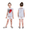 Girls T shirts Cute Heart-Shaped Sequins Cotton Summer Sleeveless Casual Kids Tops Children's Clothing Grey 3T