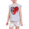 Girls T shirts Cute Heart-Shaped Sequins Cotton Summer Sleeveless Casual Kids Tops Children's Clothing Grey 3T