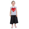 Girls T shirts Cute Heart-Shaped Sequins Cotton Summer Sleeveless Casual Kids Tops Children's Clothing Grey 3T