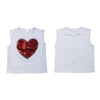 Girls T shirts Cute Heart-Shaped Sequins Cotton Summer Sleeveless Casual Kids Tops Children's Clothing Grey 3T