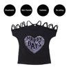 Girls T shirts Cute Heart-Shaped Sequins Cotton Summer Off-Shoulder Casual Kids Tops Children's Clothing Black For 3-8T