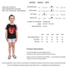 Girls T shirts Cute Heart-Shaped Sequins Cotton Summer Off-Shoulder Casual Kids Tops Children's Clothing Black For 3-8T