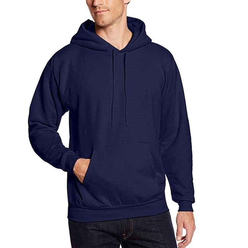 Men's Casual Long Sleeve Hooded Pullover Sweatshirt - Navy Blue