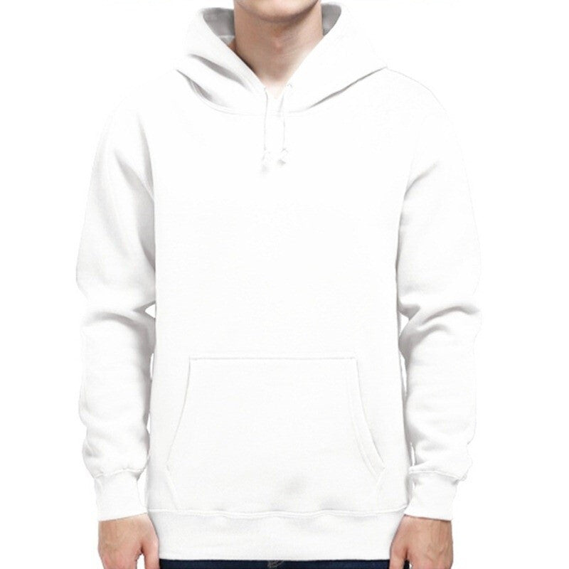 Men's Casual Long Sleeve Hooded Pullover Sweatshirt - White