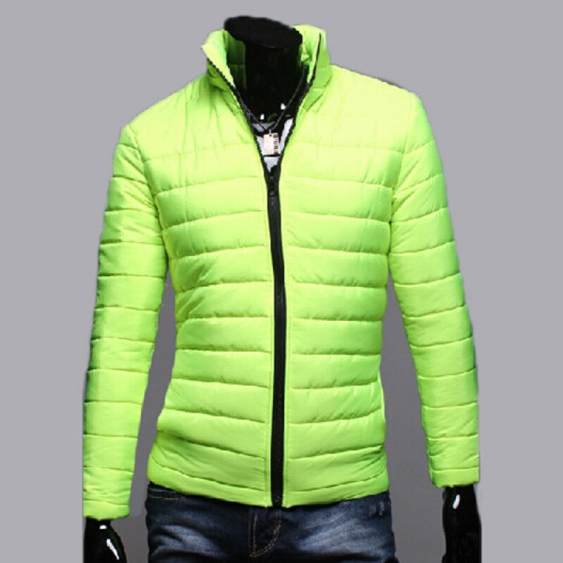 Men's Fashionable Cotton-Padded Jacket - Yellow Green