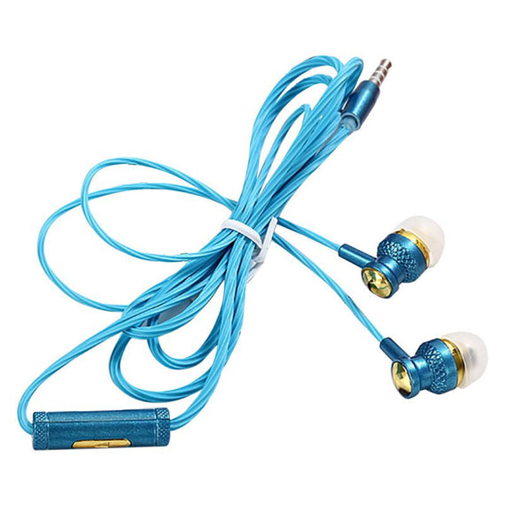 Metal Premium Dual Speaker Wired Earphones - Blue