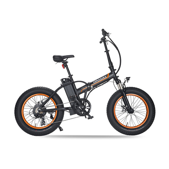 Onway Mini Plus 750W 50 Miles Folding Electrical Fat Bike - Black