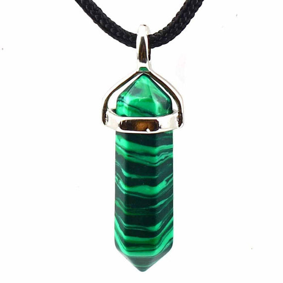 Natural Premium Bullet Pendant Necklace - Malachite