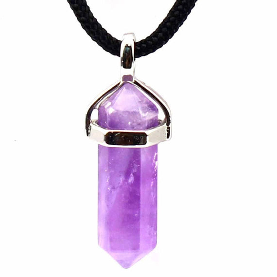Natural Premium Bullet Pendant Necklace - Purple