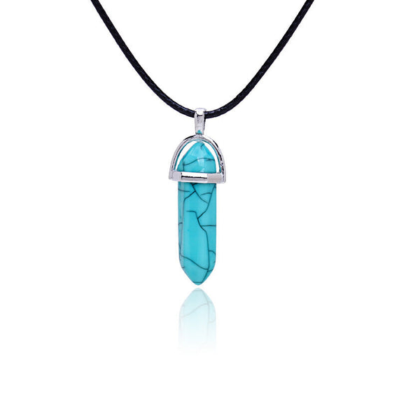 Natural Premium Bullet Pendant Necklace - Turquoise